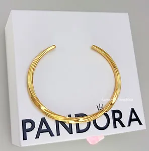 Authentic 100% Authentic PANDORA ESSENCE 14k Gold Plated Twisted Open Bangle 563869C00