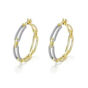 Authentic BRAND NEW Lafonn Yellow Gold Plated 2-Tone Paperclip Hoop Earrings E0511CLT00