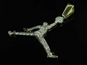 Authentic 2.00CT Lab-Created Diamond Men's Big Jordan Charm Pendant 14K Yellow Gold Plated