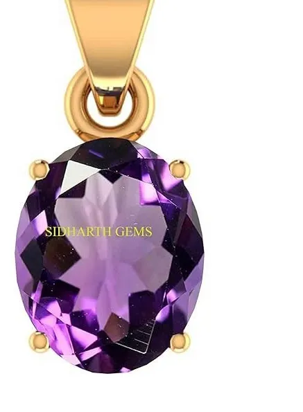 Authentic 3.25 Ratti 2.00 Carat Natural Quality Katela Amethyst Gold Plated Pendant/Locket