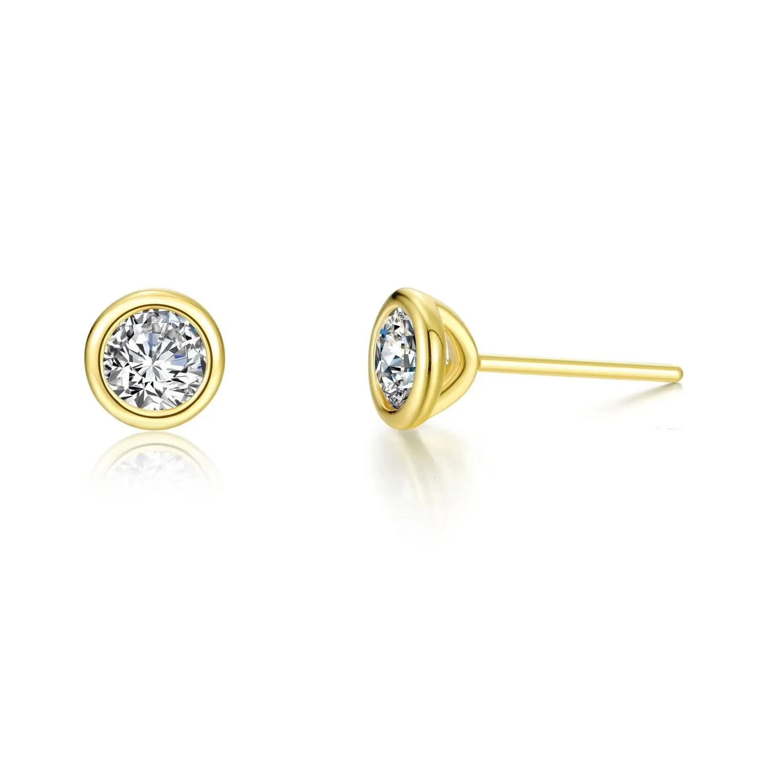 Authentic Luminous Solitaire Radiance: Gold-Plated Celestial Studs