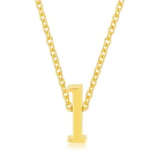 Authentic Yellow Gold Plated Brass Small Lowercase Letter L Initial 18+2" Necklace