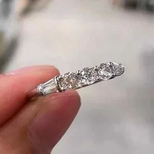 Authentic 2.00 Ct Round Cut Simulated Eternity Ring 14k White Gold Plated Silver