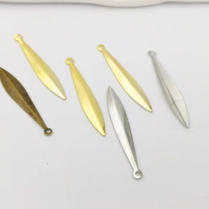 Authentic 200 pcs/lot 33x5mm Antique bronze/Gold color/White K Metal Filigree Flowers Slice Charms base Setting Jewelry DIY Components