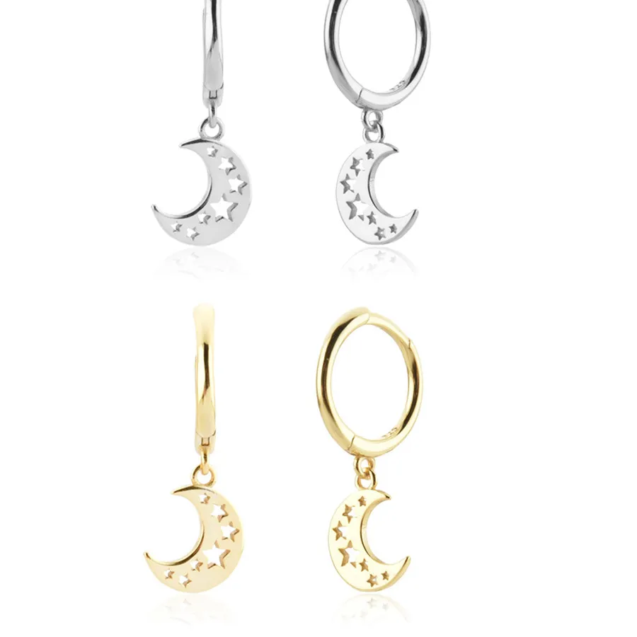 Authentic ANDYWEN 200 New 925 Sterling Silver Gold Moon Drop Earring Charm Pendientes 2021 Women Fashoin Dangle Tiny Jewelry Gift