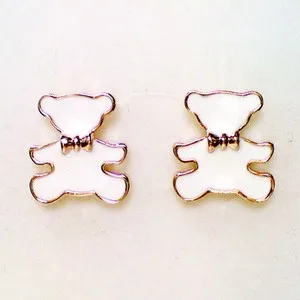 Authentic Fashion Jewelry - 18K Rose Gold Plated Bear Stud Earrings (FE082)