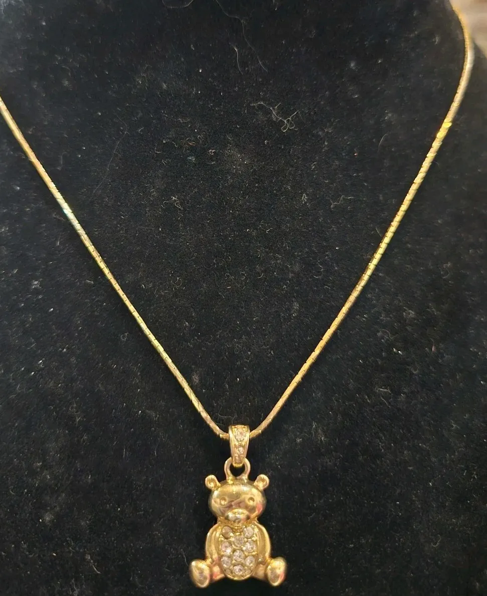 Authentic The Gilded Embrace: Vintage Merlite Teddy Bear Talisman with Crystal Sparks