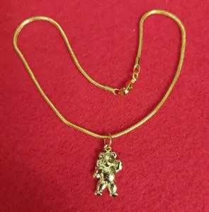 Authentic MENS 14KT GOLD PLATED TEDDY BEAR CHARM WITH SNAKE CHAIN ANKLET - A4