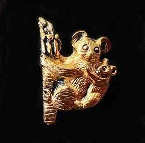 Authentic Koala Bear with Baby 24K Gold Plated Metal Lapel Pin