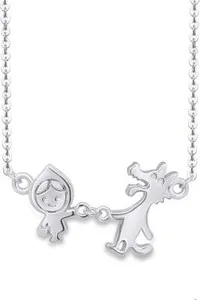 Authentic Little Red Riding Hood with Big Bad Wolf Pendant 18" Necklace 925 Sterling