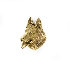 Authentic German Shepherd Dog, Alsatian Wolf Dog - gold-plated pin brooch, elegant dog orn