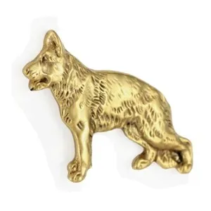 Authentic German Shepherd Dog, Alsatian Wolf Dog II - gold-plated pin brooch, elegant dog 