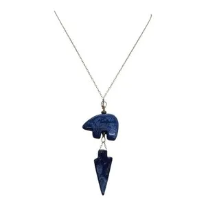 Authentic Ardent Bear of Sodalite: A Vintage Arrow Pendant of Gold‑Plated Protection