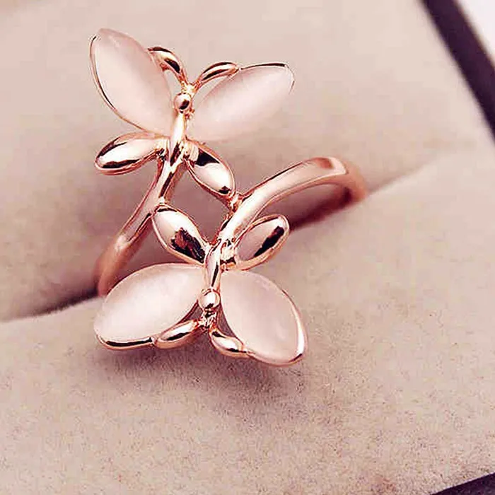 Authentic Celestial Moonstone Ring - Rose Gold Plated Wedding Party Jewelry