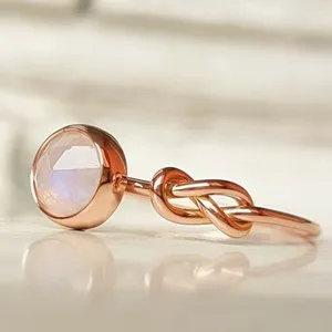 Authentic Fashion Women Jewelry Wedding Rings 14k Rose Gold Plated Moonstone Size 6-10