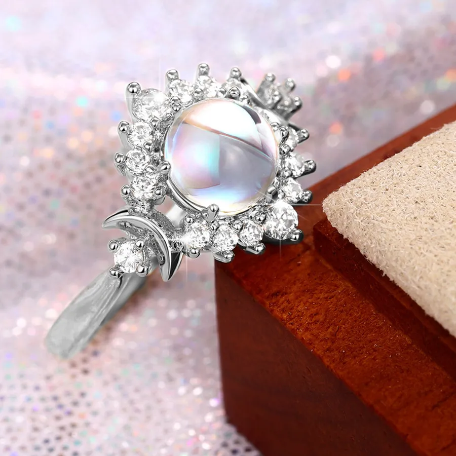 Authentic Celestial Luminescence Moonstone Ring - Intuition Awakening Gold-Plated Silver Talisman