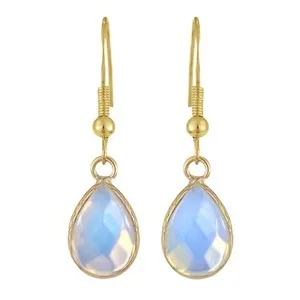 Authentic Mystical Dewdrops Blue Moonstone and Gold-Plated Silver Dangle Earrings