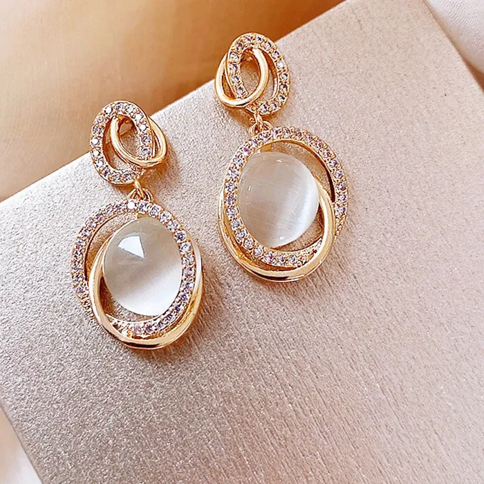 Authentic Celestial Luminescence Drop Earrings in 18k Gold Finish