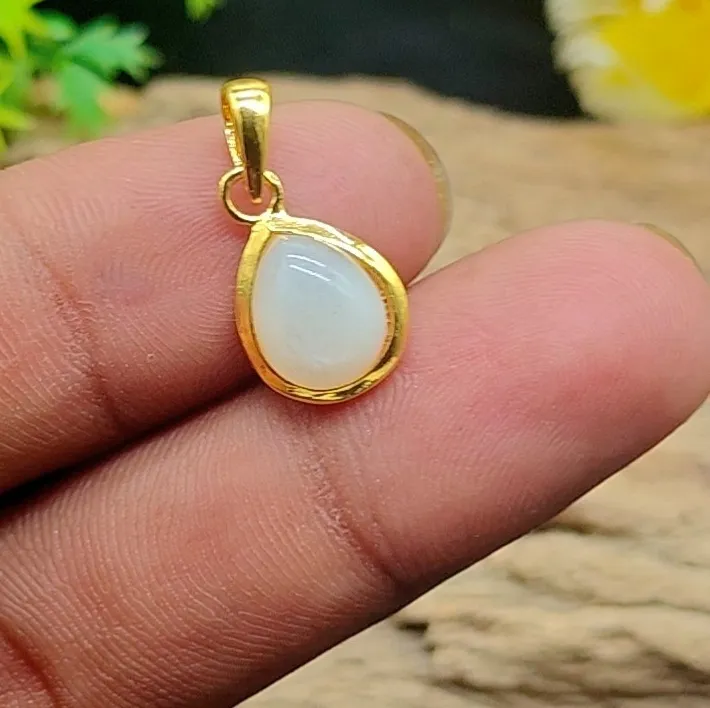 Authentic Luminous Moonstone Whisper Pendant – Sacred Gold‑Plated Aura Talisman