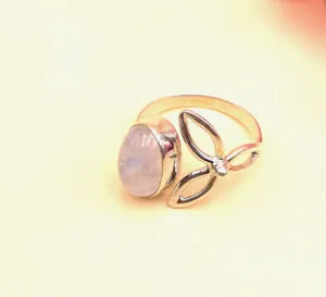 Authentic Natural Moonstone Gemstone Handmade Ring,18k Gold Plated925 Sterling Silver Ring