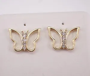 Authentic Butterflies of Bliss: 1Ct Moissanite Butterfly Stud Earrings - 14K Yellow Gold Plated