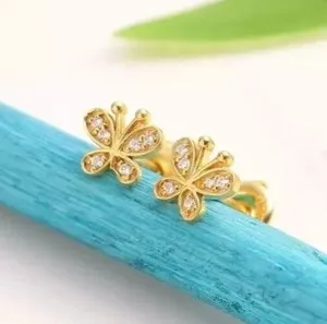 Authentic Butterfly's Wings of Fortune: The Enchanted Gold-Plated Stud Earrings