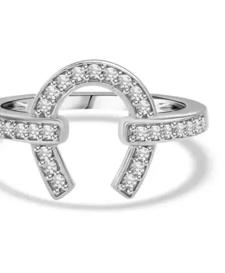 Authentic 1.3Ct Lab Created Diamond Horseshoe Engagement Women Ring 14K White Gold Plated