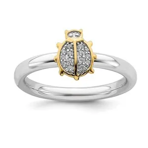 Authentic Sacred Geometry Lucky Ladybug Stack Ring - Celestial Diamond & Gold Plated Spiritual Amulet