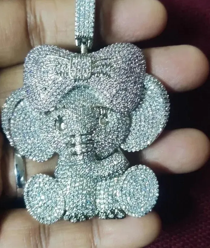 Authentic The Celestial Ganesha: 14K White Gold Plated Lab-Created Diamond Elephant Talisman