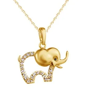 Authentic Valentes Day 14k GOLD Plated Cute BABY ELEPHANT Pendant NECKLACE Crystal