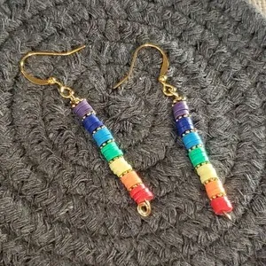 Authentic Prismatic Chakra Alignment Amulet Earrings - Sacred Spectrum Gold-Plated Totems
