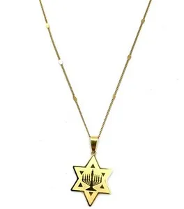 Authentic Gold Plated Star Charm Necklace with David Star 18k GP 52 cm