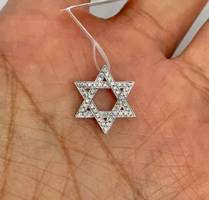 Authentic 2Ct Round Natural Moissanite Star of David Necklace Pendant 14KWhite Gold Plated