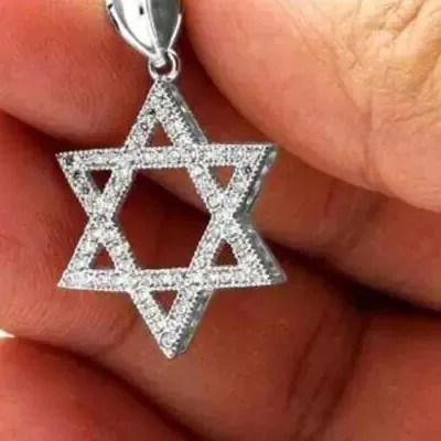 Authentic 1.30Ct Round Cut Real Moissanite David's Star Pendant 14K White Gold Plated