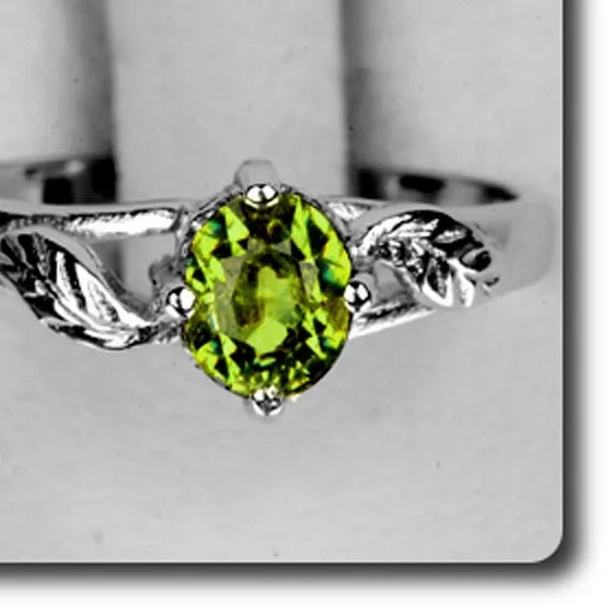Authentic Minerals And Precious Stones. Garnet Demantoid Ring 925 Silver + Gold Plated