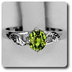 Authentic Demantoid Garnet Ring Silver 925 + 14K White Gold Plated.