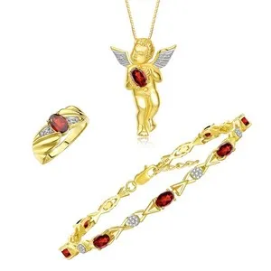 Authentic Celestial Wings of Devotion Garnet and Diamond Guardian Angel Ensemble