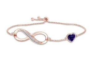 Authentic Simulated Alexandrite Heart Symbol Charm Bracelet in 14K Gold Plated Silver