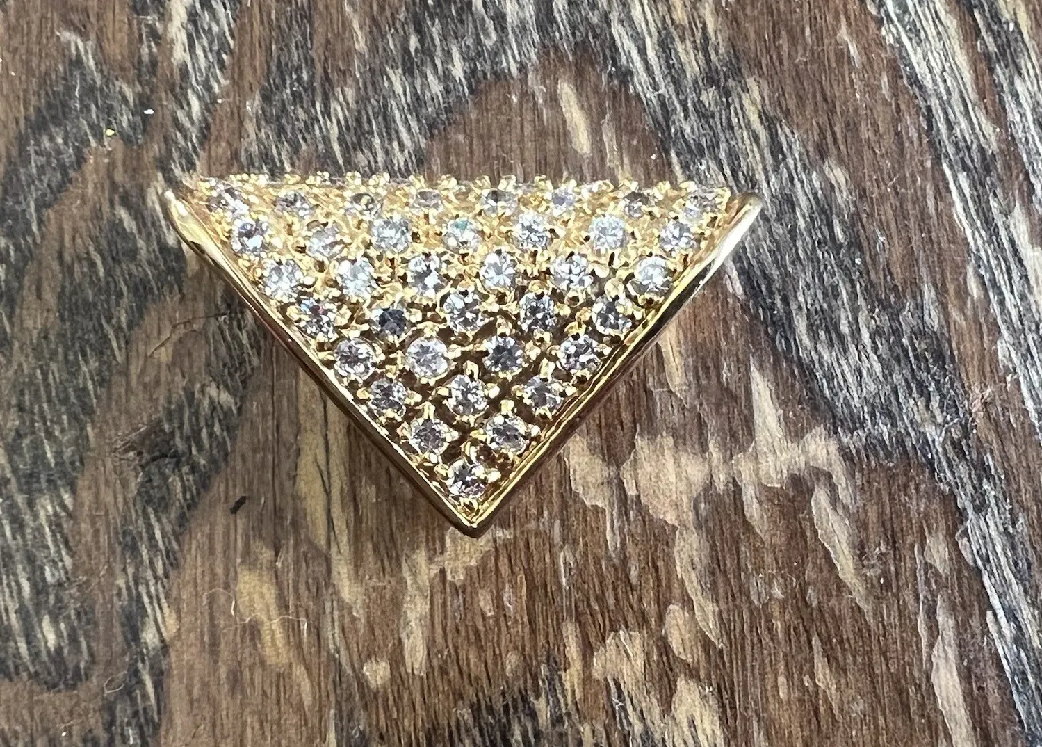 Authentic Triangle Of Light Gold Plated Crystal Pave Slider Pendant