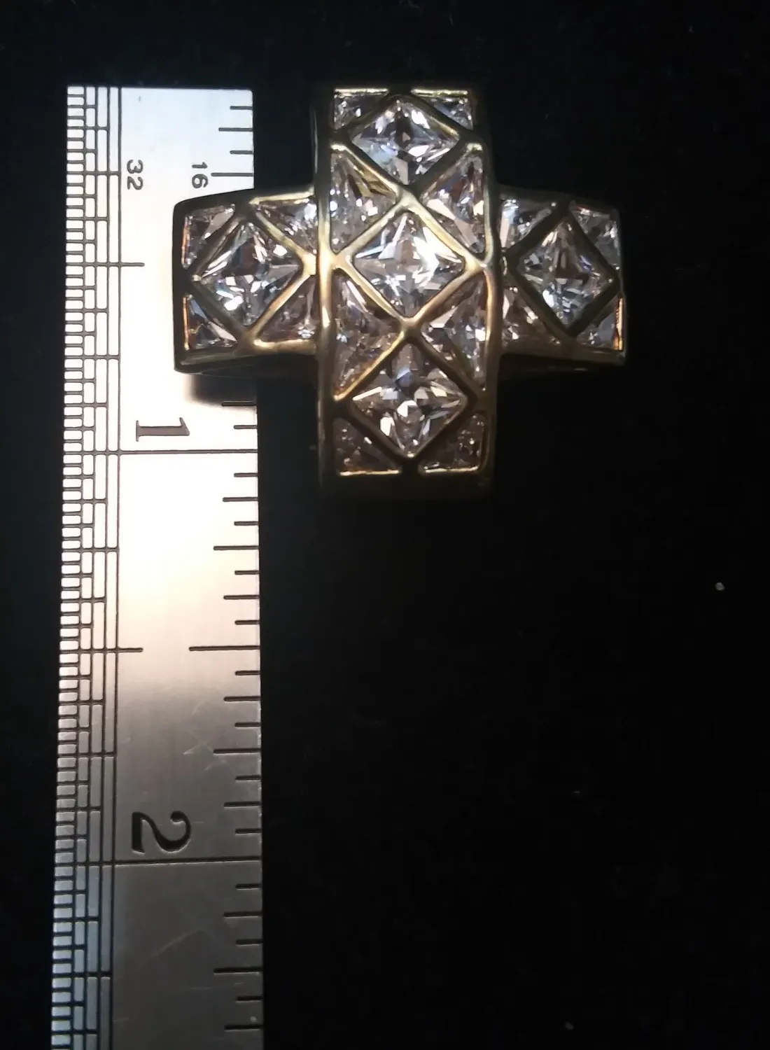 Authentic Nolan Miller Gold-plated Dimensional Cross w/ Crystal Rhinestones Pendant