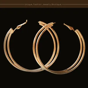 Authentic Nicole Miller Gold Plated Double Big Hoop Earrings Women Fashion Jewelry Gift