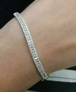 Authentic 15Ct Round Cut Lab Created Diamond Tennis Bracelet 14k Yellow Gold Plated Silver