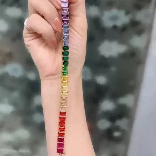 Authentic The Enchanted Emerald Sapphire Tennis Bracelet - A Mystical Dance of Colors and Protection