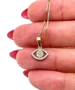 Authentic Amulet of Vigilant Protection - 1TCW Round Lab Created Diamond Evil Eye Pendant