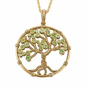Authentic Enchanted Tree of Life Amulet – Gold‑Plated Pendant with Emerald‑Glow Crystals