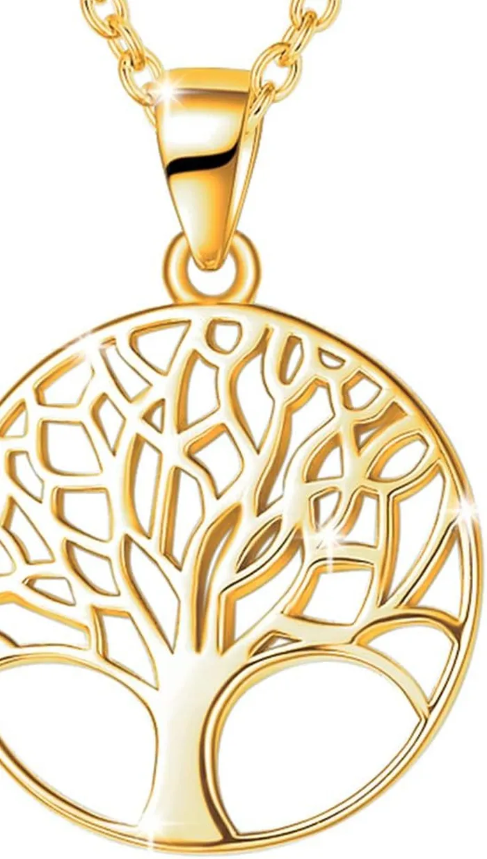 Authentic Ethereal Tree of Life Ancestral Wisdom Pendant - Sacred Gold-Plated Amulet for Connection and Growth