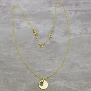 Authentic Radiant Northern Light Labradorite and 22k Gold Hammered Disc Talisman
