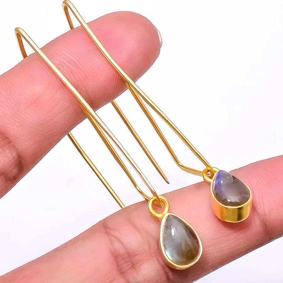 Authentic Ethereal Labradorite Celestial Pendulums in Gilded Silver