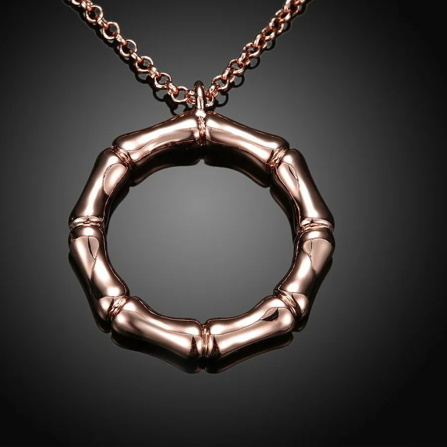 Authentic Luck‑Infused Bamboo Ring Pendant Necklace – Gold‑Plated Guardian of Growth