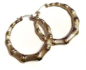 Authentic Golden Bamboo Serenity Oversized Hoops